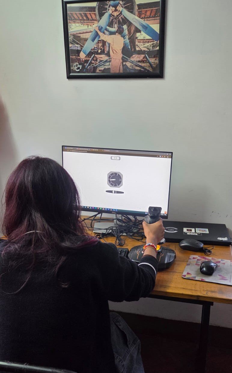 Student practicing for a COMPASS test using official COMPASS hardware at the SAC training office.