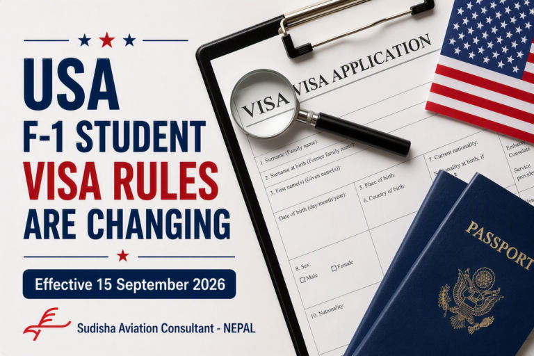 USA F-1 Student Visa rule changes effective September 15, 2026 – Important update for Nepalese students planning aviation studies in the USA.