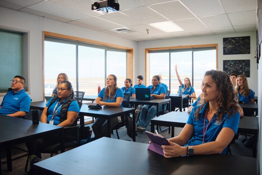 FAA EASA CPL ground school classroom, international students in joint program training